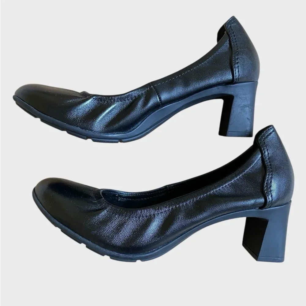 Clarks Neiley Pearl Women's Slip-On Pumps Heels Size 10 Black Leather Shoes